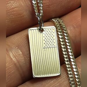 999 Fine Silver American Flag Pendant USA - New - 2.5g - 25mm - Offers Welcome